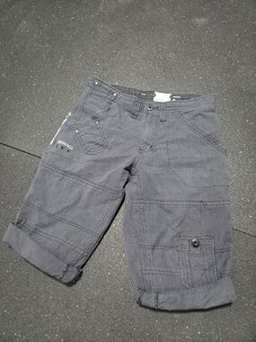 PROJEK Raw Men's Dark Gray Striped Cargo Shorts - Size 30
